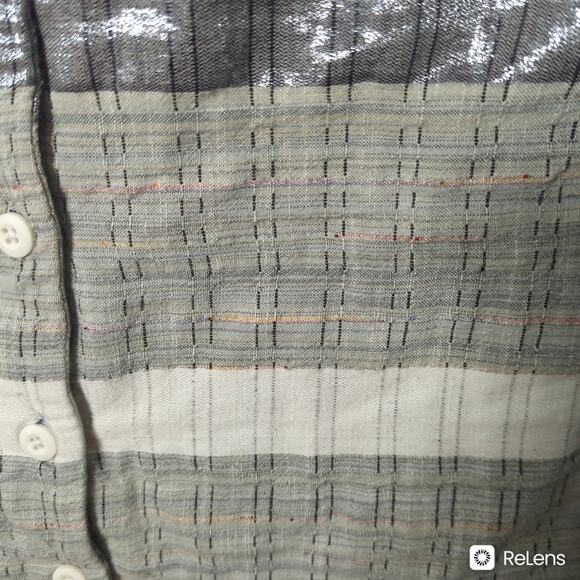 Ace & Jig Sleeveless V-Neck Button Front Patchwork Metallic Top Size Small - Picture 6 of 10